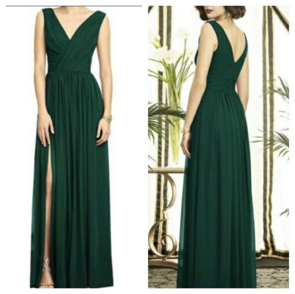 Dessy Collection Draped Chiffon Gown Formal Dress Style 2894 Hunter Green New 18